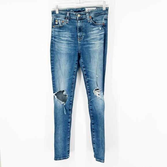 AG Adriano Goldschmied Mari High Rise Straight Jeans Distressed - Picture 1 of 7
